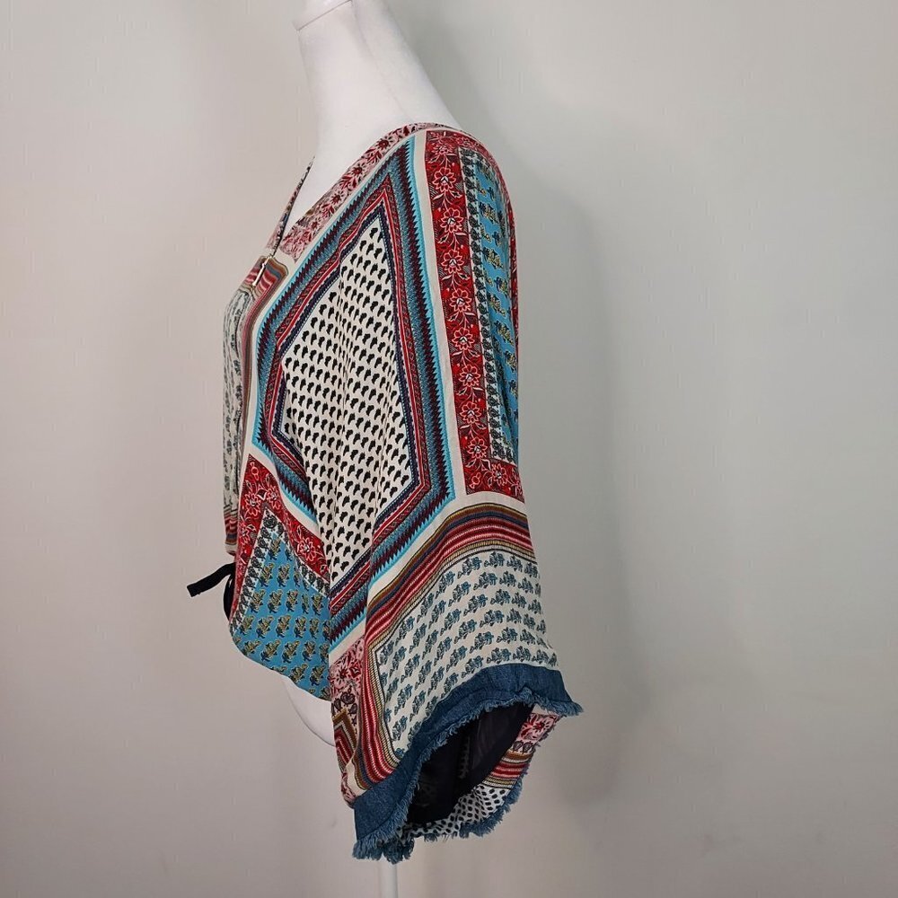 Zara Basic Patchwork Zip Up Dolman Sleeve Top - image 6